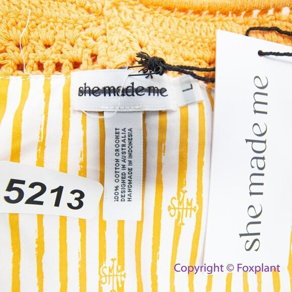 NEW She Made Me Essential High-Waisted Crochet Bikini Bottoms Orange, size L - Picture 11 of 13